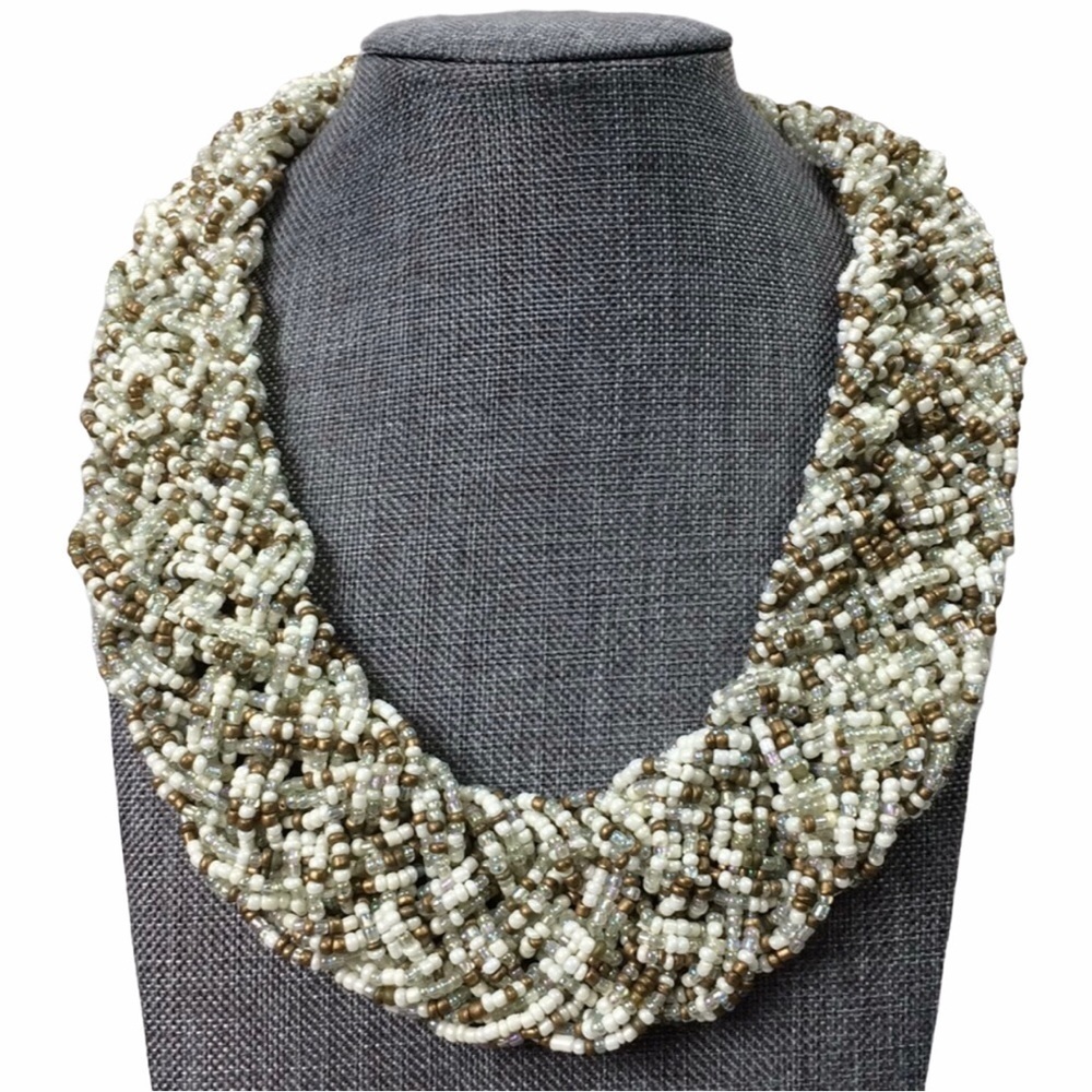 Woven Seed Bead Collar Choker Necklace